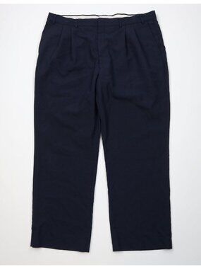Vtg 90s Streetwear Mens 40x30 Wool Blend Knit Flared Wide Leg Chino Pants Blue